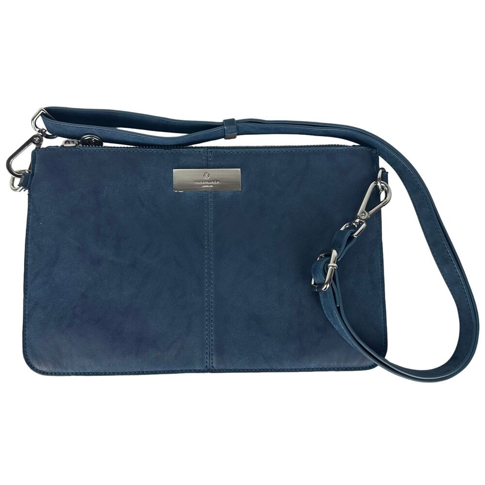 Rosemunde Copenhagen Womens Faux Suede Adjustable Shoulder Blue Purse Handbag